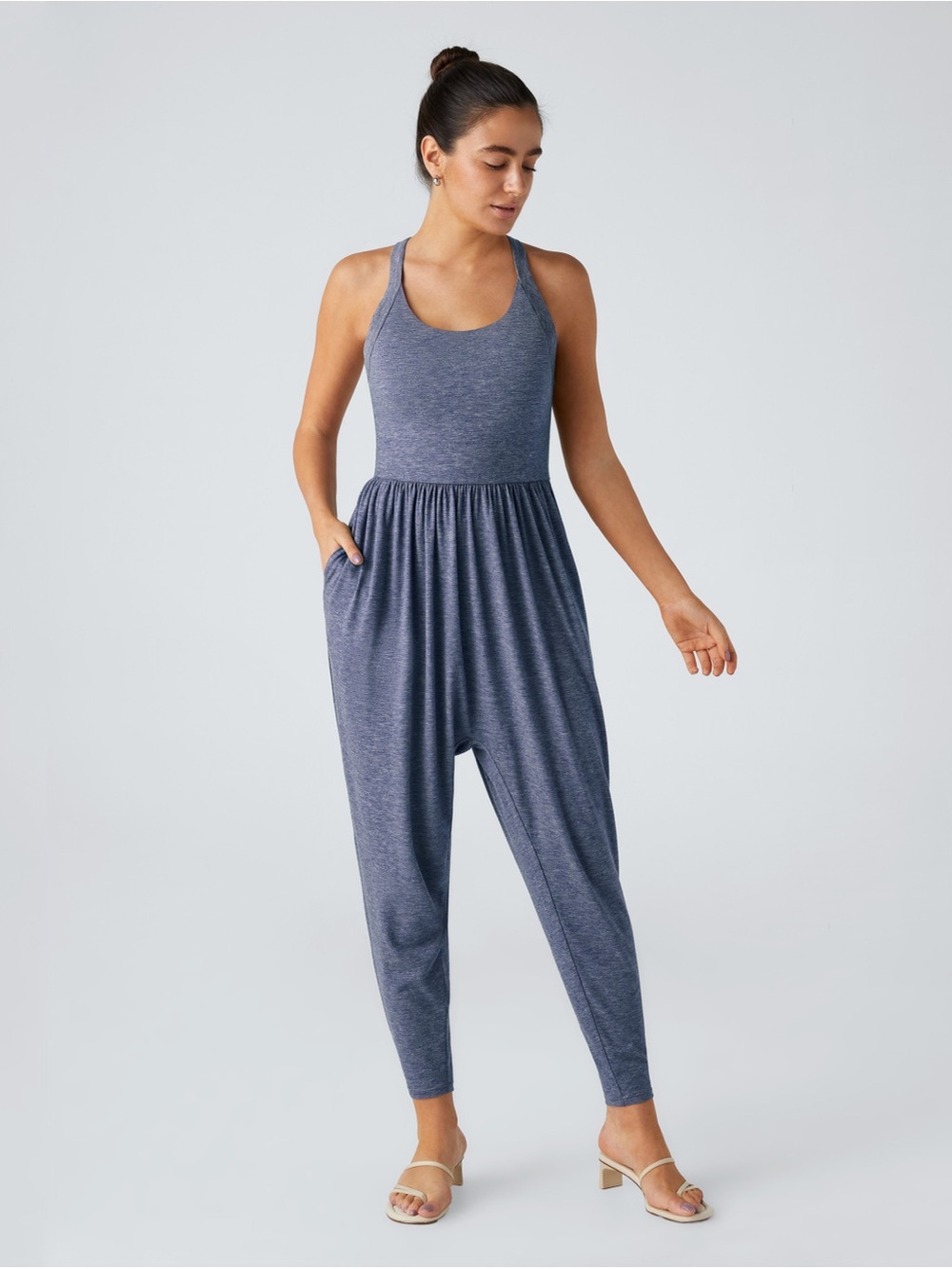 Halara Easy Peezy U Neck Harem Jumpsuit Blue XS Petite NWT - Picture 3 of 6